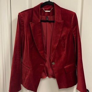 WHBM Red / Burgundy Velvet button blazer